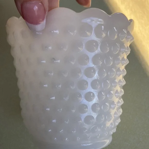 Vintage Fire king oven ware small milk glass hobnail dish A12 - Picture 9 of 12